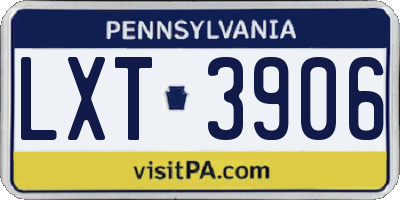 PA license plate LXT3906