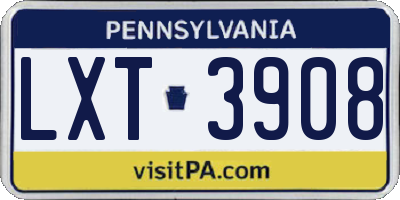 PA license plate LXT3908