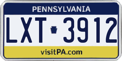 PA license plate LXT3912
