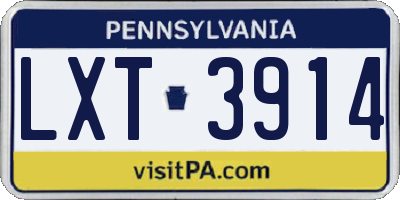 PA license plate LXT3914