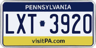PA license plate LXT3920