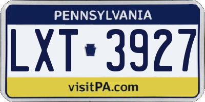 PA license plate LXT3927