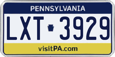 PA license plate LXT3929