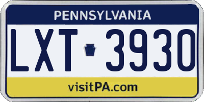 PA license plate LXT3930