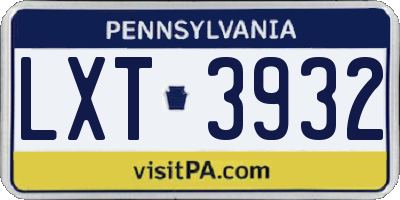 PA license plate LXT3932