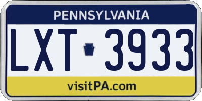 PA license plate LXT3933