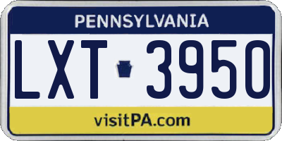 PA license plate LXT3950