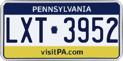 PA license plate LXT3952