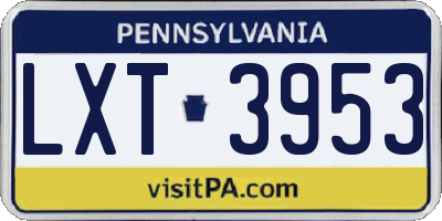 PA license plate LXT3953