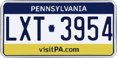 PA license plate LXT3954