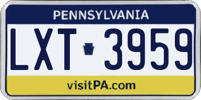 PA license plate LXT3959