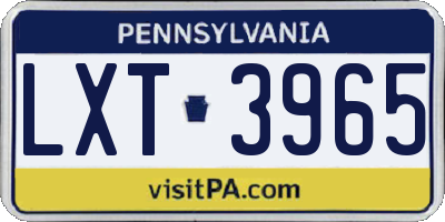 PA license plate LXT3965