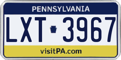 PA license plate LXT3967