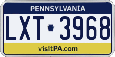 PA license plate LXT3968