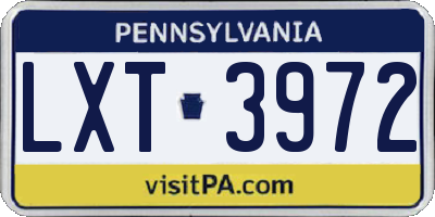 PA license plate LXT3972