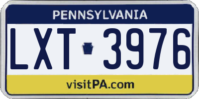 PA license plate LXT3976