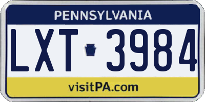 PA license plate LXT3984
