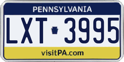 PA license plate LXT3995