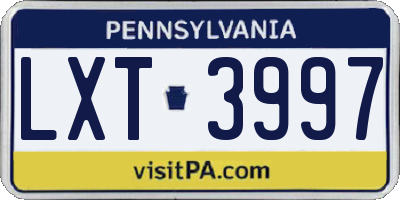 PA license plate LXT3997