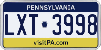 PA license plate LXT3998
