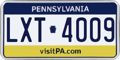 PA license plate LXT4009