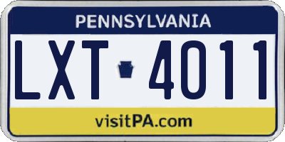 PA license plate LXT4011