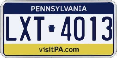 PA license plate LXT4013