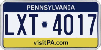 PA license plate LXT4017