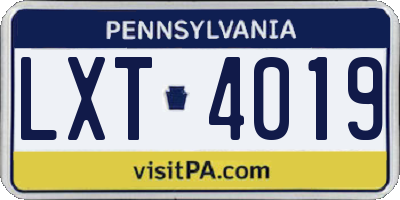 PA license plate LXT4019