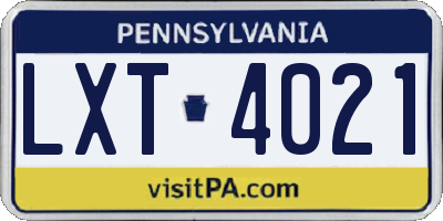 PA license plate LXT4021