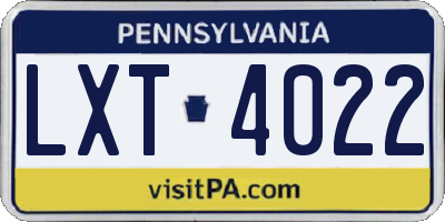 PA license plate LXT4022