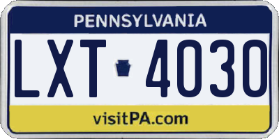 PA license plate LXT4030