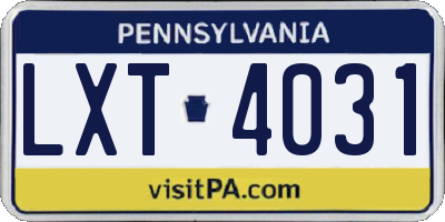 PA license plate LXT4031