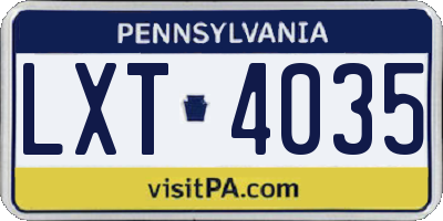 PA license plate LXT4035
