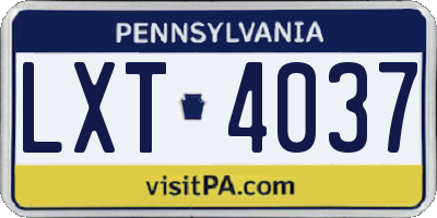 PA license plate LXT4037