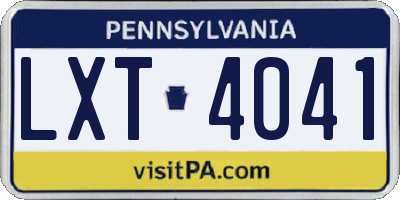PA license plate LXT4041