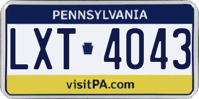 PA license plate LXT4043