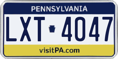 PA license plate LXT4047