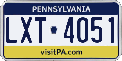 PA license plate LXT4051