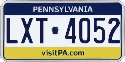 PA license plate LXT4052