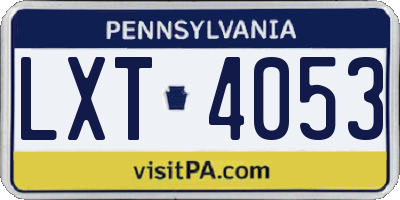 PA license plate LXT4053