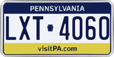 PA license plate LXT4060
