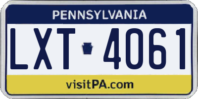 PA license plate LXT4061