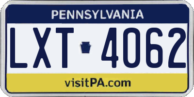 PA license plate LXT4062