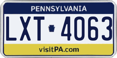PA license plate LXT4063