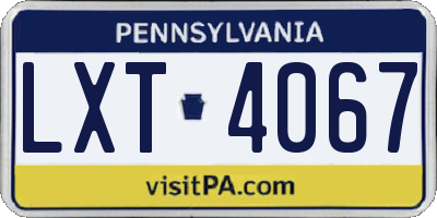 PA license plate LXT4067