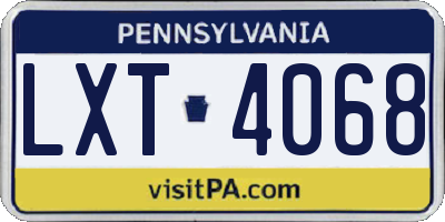 PA license plate LXT4068