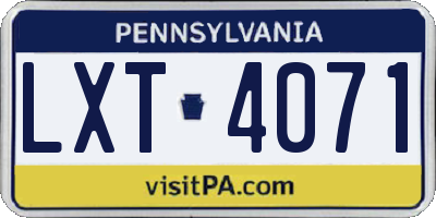 PA license plate LXT4071