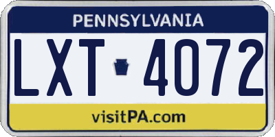 PA license plate LXT4072