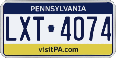 PA license plate LXT4074